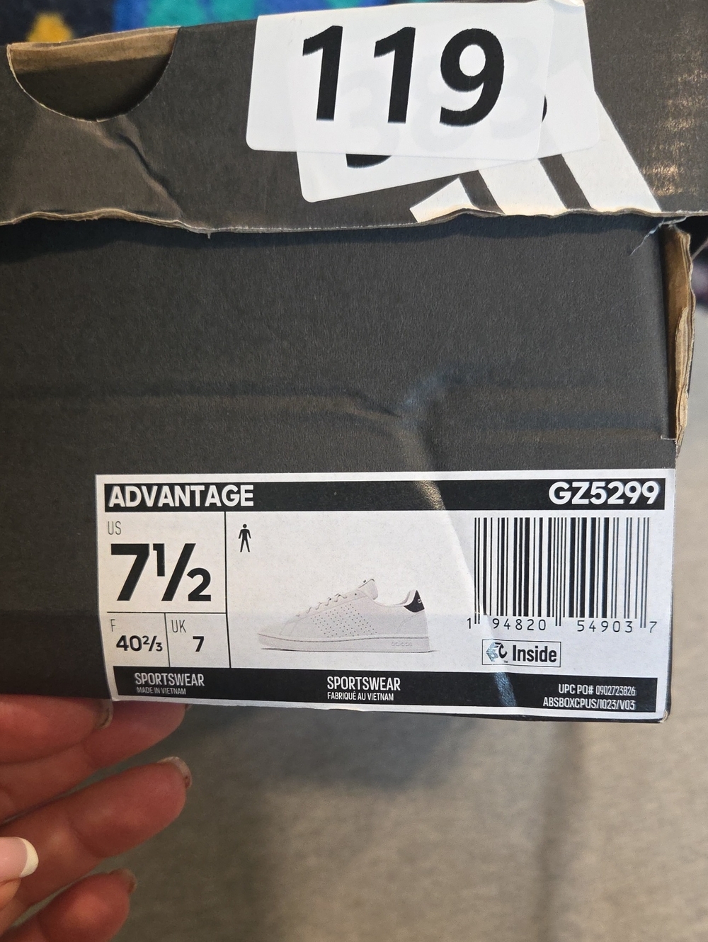 adidas Advantage Men's White Sneakers with Black Heel Tab these will 8.5w Foam